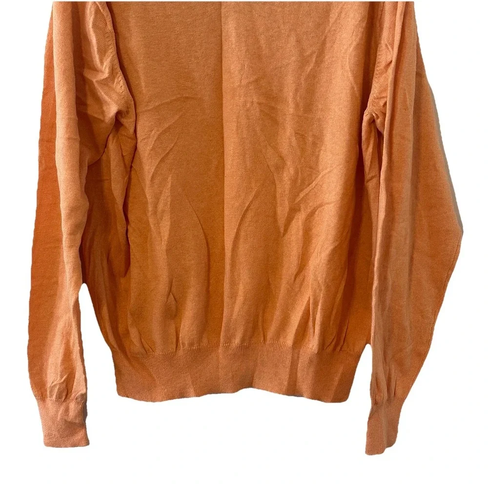 NWOT Peter Millar Orange V Neck Sweater Pullover Mens Soft Luxury Blend Size XL